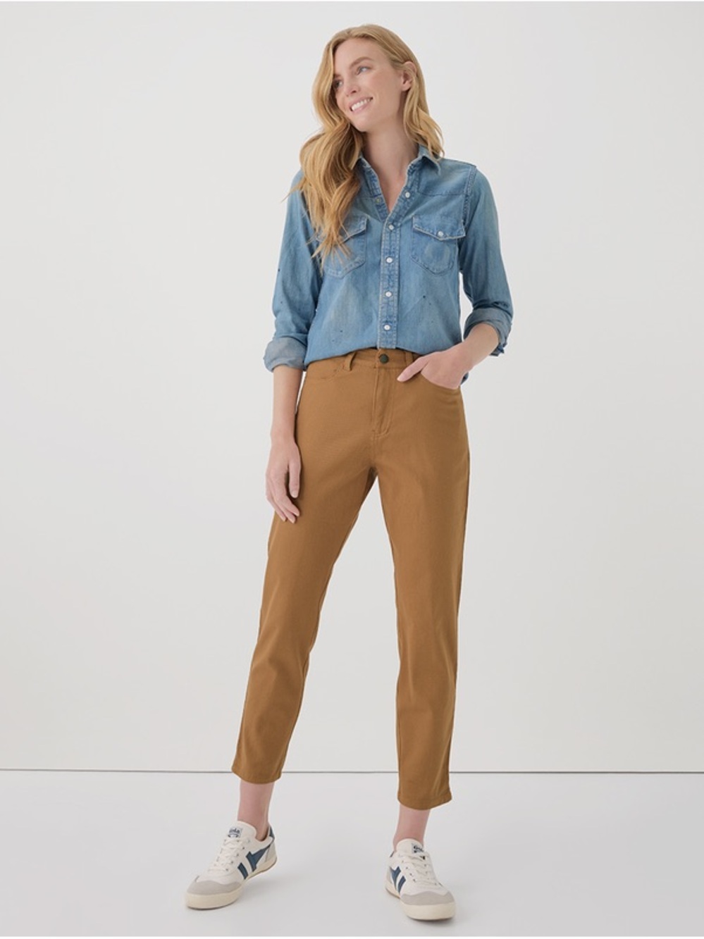Pact Camel Stretch Twill Denim Slim Straight Pant
